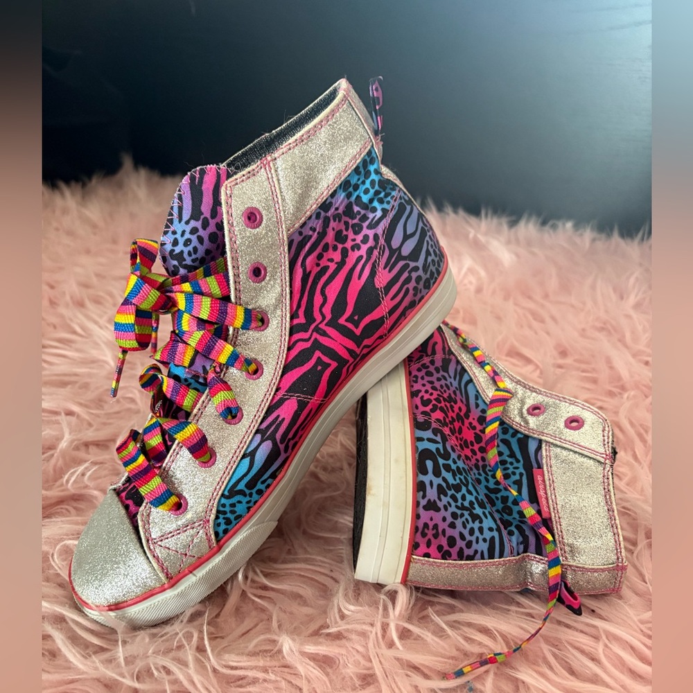 Colorful Animal Print High-Top Sneakers